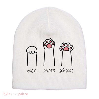 Rock Paper Scissors Cat Paws Short Acrylic Beanie