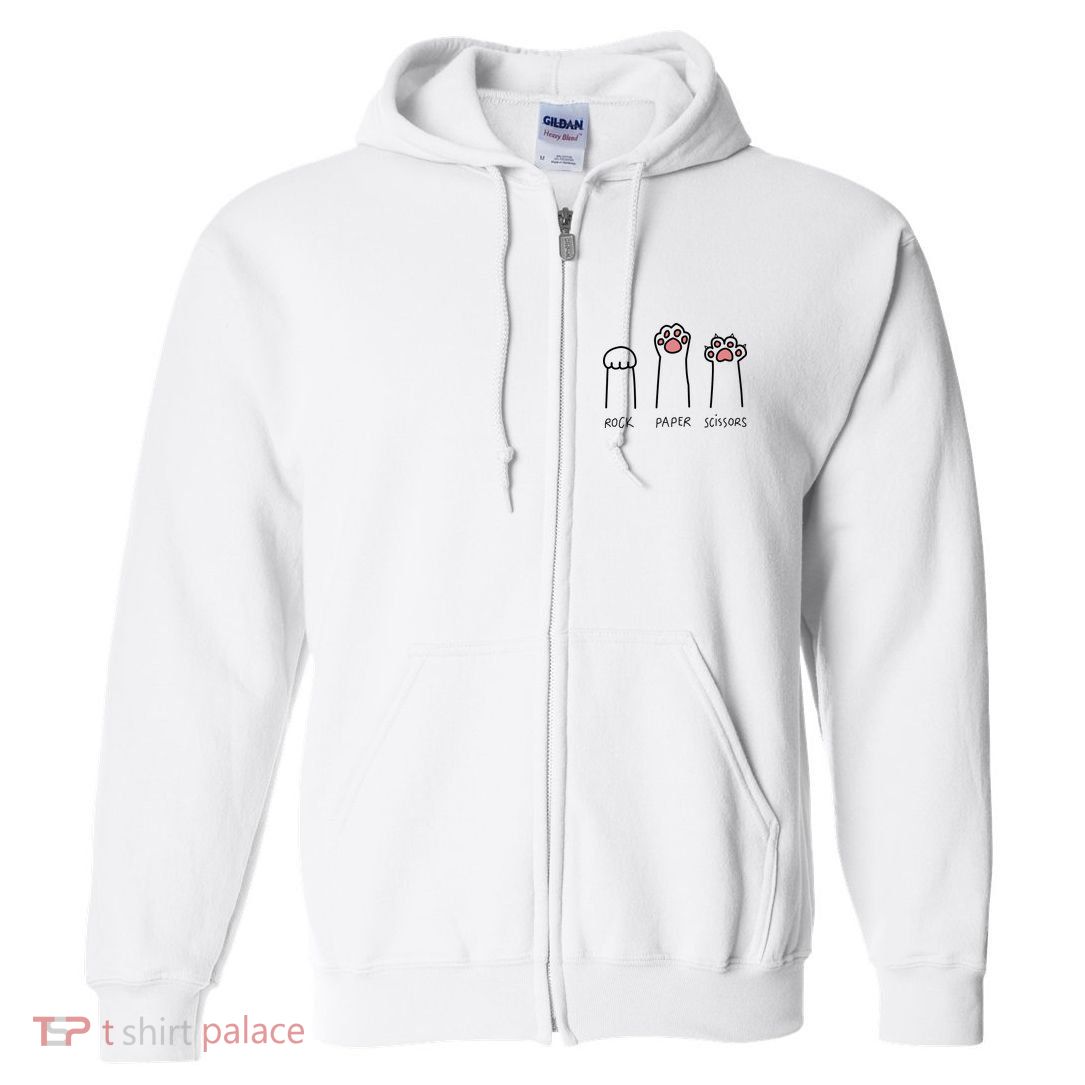 Rock Paper Scissors Cat Paws Full Zip Hoodie
