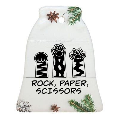 Rock Paper Scissor Cute Kawaii Cat Paw Kitty Cat Person Ceramic Bell Ornament