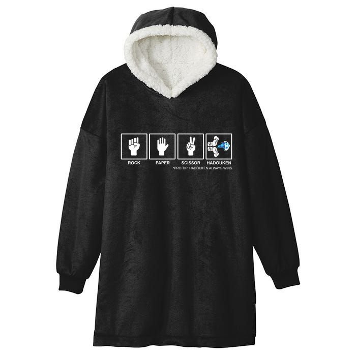 Rock Paper Scissor Hadouken Always Wins Hooded Wearable Blanket