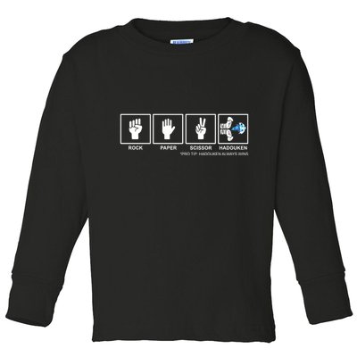 Rock Paper Scissor Hadouken Always Wins Toddler Long Sleeve Shirt