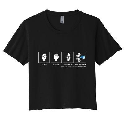 Rock Paper Scissor Hadouken Always Wins Crop Top