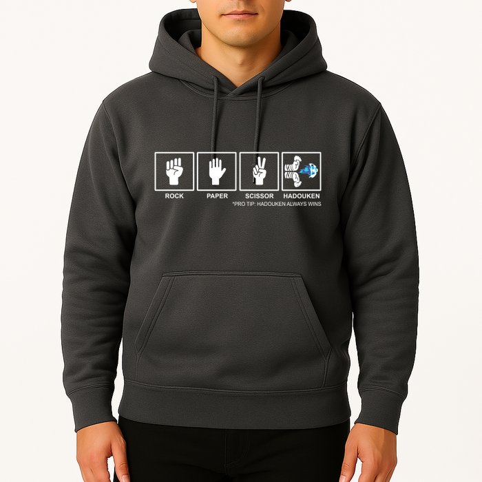 Rock Paper Scissor Hadouken Always Wins Hoodie