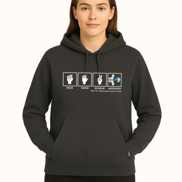 Rock Paper Scissor Hadouken Always Wins Hoodie