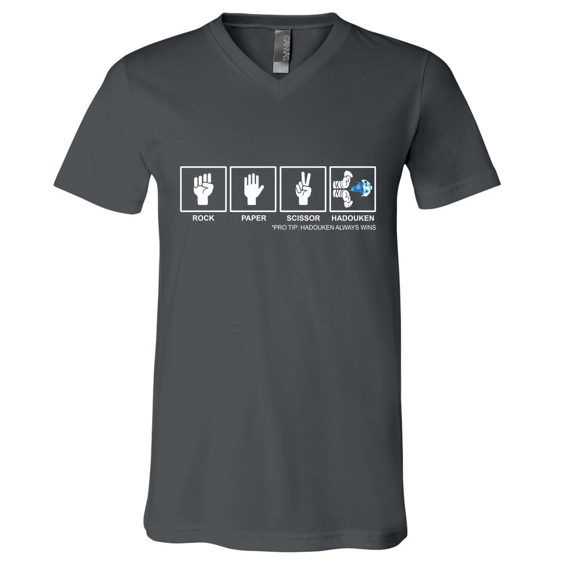 Rock Paper Scissor Hadouken Always Wins V-Neck T-Shirt