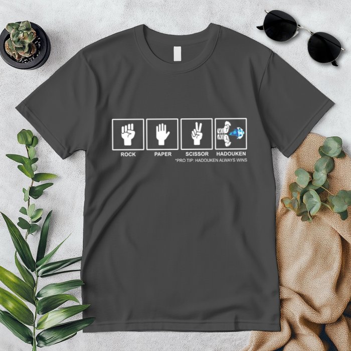 Rock Paper Scissor Hadouken Always Wins Premium T-Shirt