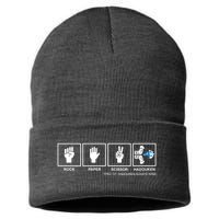Rock Paper Scissor Hadouken Always Wins Sustainable Knit Beanie