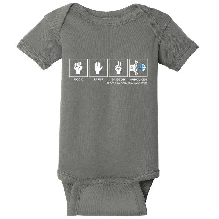 Rock Paper Scissor Hadouken Always Wins Baby Bodysuit