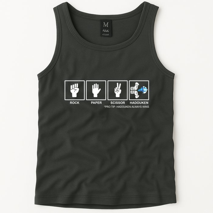 Rock Paper Scissor Hadouken Always Wins Tank Top
