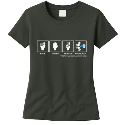 Rock Paper Scissor Hadouken Always Wins Womens T-Shirt