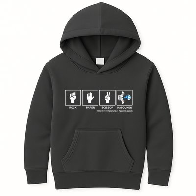 Rock Paper Scissor Hadouken Always Wins Kids Hoodie