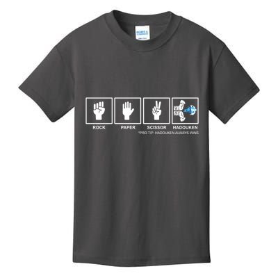Rock Paper Scissor Hadouken Always Wins Kids T-Shirt