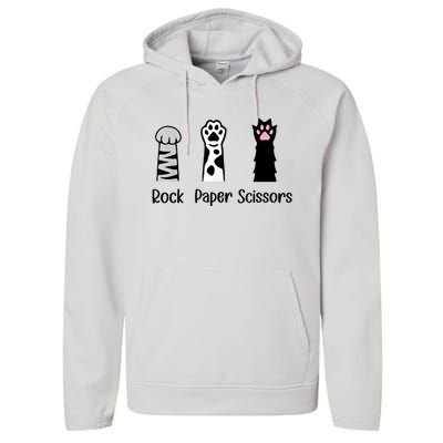 ROCK PAPER SCISSORS Hand Game Cute Paw Funny Cat Lover Performance Fleece Hoodie