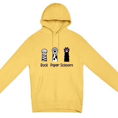 ROCK PAPER SCISSORS Hand Game Cute Paw Funny Cat Lover Premium Pullover Hoodie