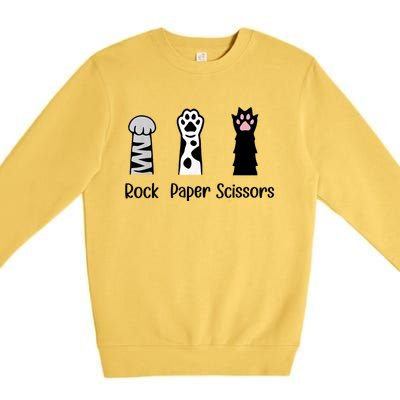 ROCK PAPER SCISSORS Hand Game Cute Paw Funny Cat Lover Premium Crewneck Sweatshirt