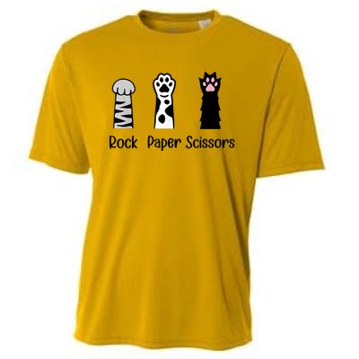 ROCK PAPER SCISSORS Hand Game Cute Paw Funny Cat Lover Cooling Performance Crew T-Shirt