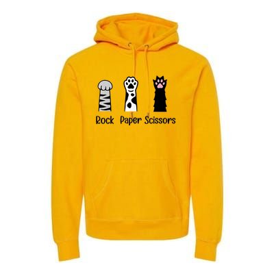 ROCK PAPER SCISSORS Hand Game Cute Paw Funny Cat Lover Premium Hoodie