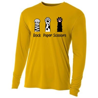 ROCK PAPER SCISSORS Hand Game Cute Paw Funny Cat Lover Cooling Performance Long Sleeve Crew