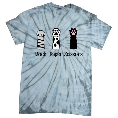 ROCK PAPER SCISSORS Hand Game Cute Paw Funny Cat Lover Tie-Dye T-Shirt