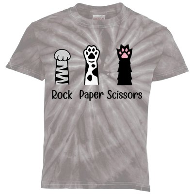 ROCK PAPER SCISSORS Hand Game Cute Paw Funny Cat Lover Kids Tie-Dye T-Shirt