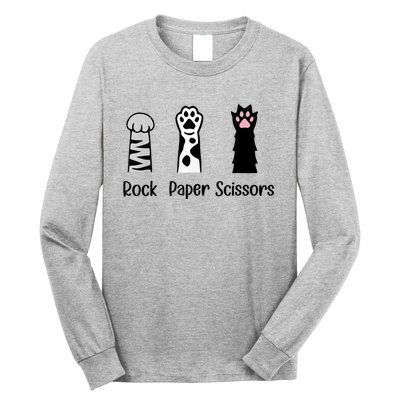 ROCK PAPER SCISSORS Hand Game Cute Paw Funny Cat Lover Long Sleeve Shirt