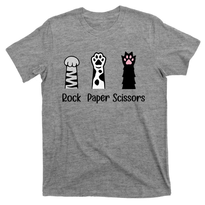 ROCK PAPER SCISSORS Hand Game Cute Paw Funny Cat Lover T-Shirt