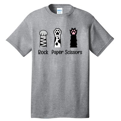 ROCK PAPER SCISSORS Hand Game Cute Paw Funny Cat Lover Tall T-Shirt