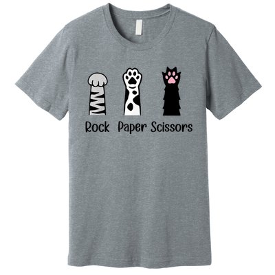 ROCK PAPER SCISSORS Hand Game Cute Paw Funny Cat Lover Premium T-Shirt