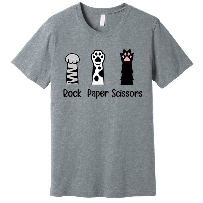 ROCK PAPER SCISSORS Hand Game Cute Paw Funny Cat Lover Premium T-Shirt