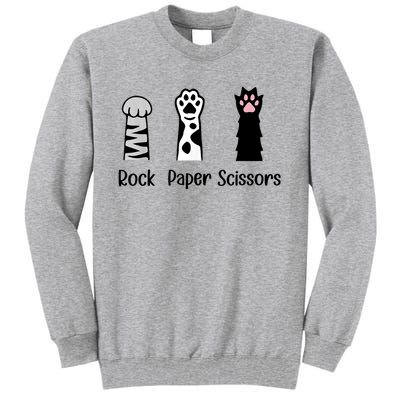 ROCK PAPER SCISSORS Hand Game Cute Paw Funny Cat Lover Tall Sweatshirt