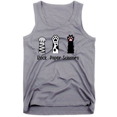 ROCK PAPER SCISSORS Hand Game Cute Paw Funny Cat Lover Tank Top