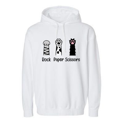 ROCK PAPER SCISSORS Hand Game Cute Paw Funny Cat Lover Garment-Dyed Fleece Hoodie