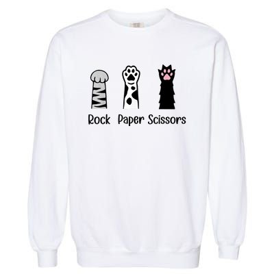 ROCK PAPER SCISSORS Hand Game Cute Paw Funny Cat Lover Garment-Dyed Sweatshirt