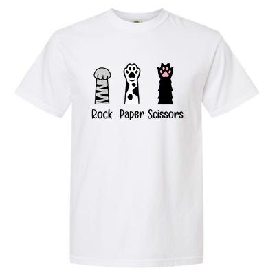 ROCK PAPER SCISSORS Hand Game Cute Paw Funny Cat Lover Garment-Dyed Heavyweight T-Shirt