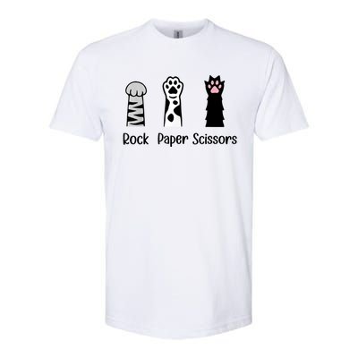 ROCK PAPER SCISSORS Hand Game Cute Paw Funny Cat Lover Softstyle CVC T-Shirt