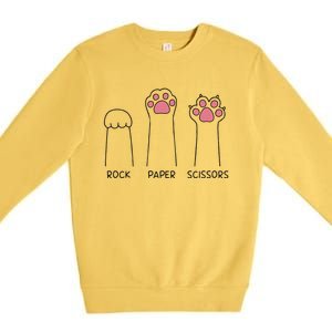 Rock Paper Scissors Cat Paws Cute Kitten Lover Cat Owner Premium Crewneck Sweatshirt