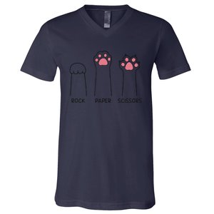 Rock Paper Scissors Cat Paws Cute Kitten Lover Cat Owner V-Neck T-Shirt