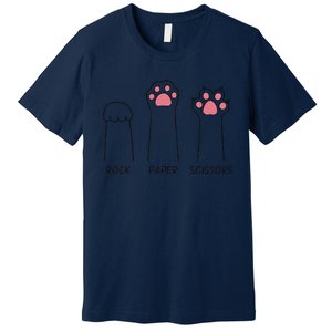 Rock Paper Scissors Cat Paws Cute Kitten Lover Cat Owner Premium T-Shirt