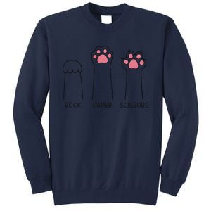 Rock Paper Scissors Cat Paws Cute Kitten Lover Cat Owner Tall Sweatshirt