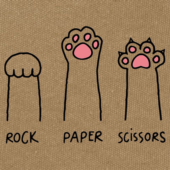 Rock Paper Scissors Cat Paws Cotton Canvas Backpack