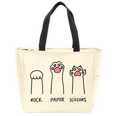 Rock Paper Scissors Cat Paws Zip Tote Bag