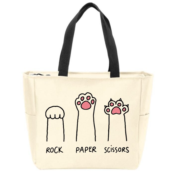 Rock Paper Scissors Cat Paws Zip Tote Bag