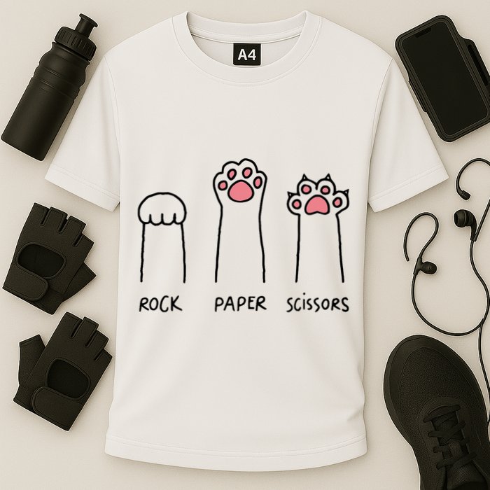 Rock Paper Scissors Cat Paws Performance Shirt