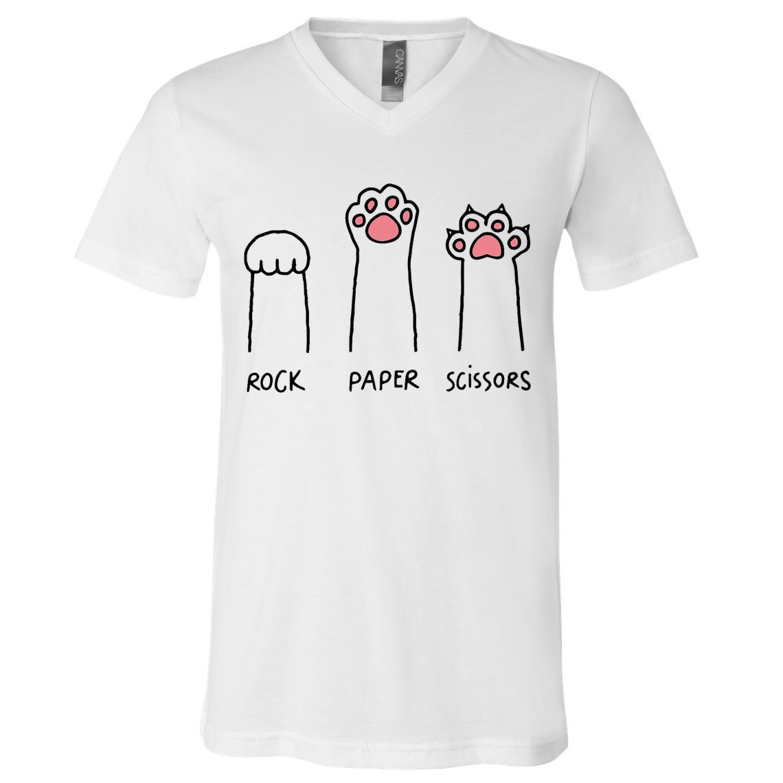 Rock Paper Scissors Cat Paws V-Neck T-Shirt