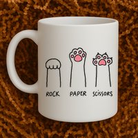 Rock Paper Scissors Cat Paws Mug