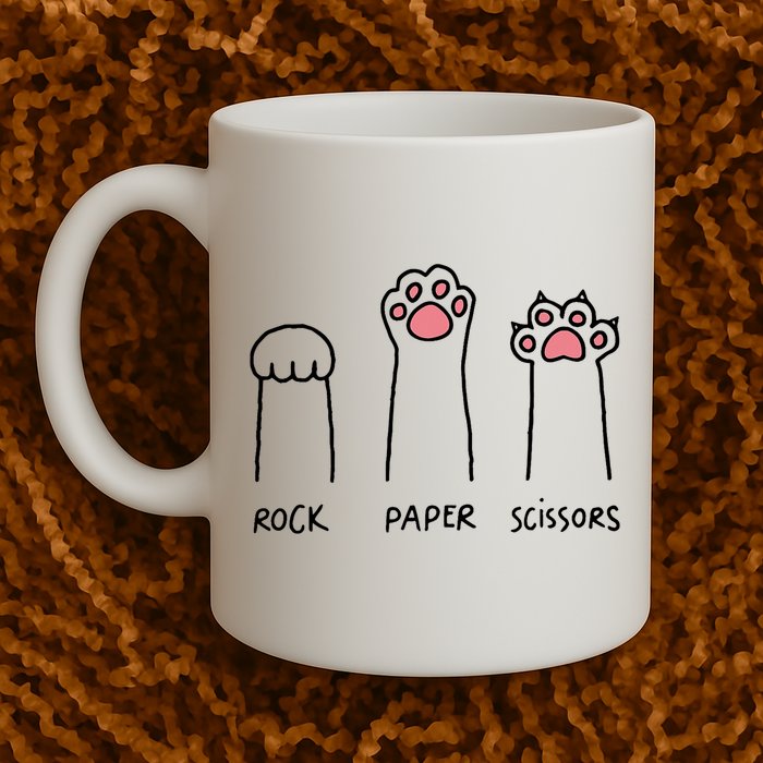Rock Paper Scissors Cat Paws Mug