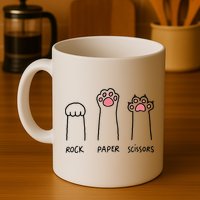 Rock Paper Scissors Cat Paws Mug