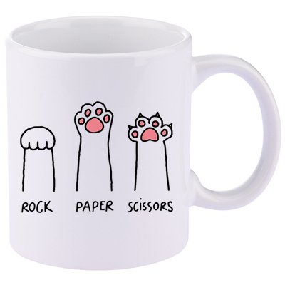 Rock Paper Scissors Cat Paws 11oz C Handle Ceramic Mug