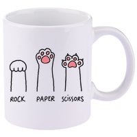 Rock Paper Scissors Cat Paws 11oz C Handle Ceramic Mug