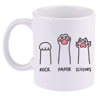 Rock Paper Scissors Cat Paws 11oz C Handle Ceramic Mug